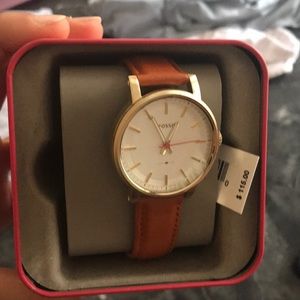 Fossil burnt orange strap watch
